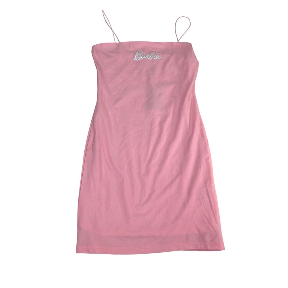 Forever 21 Barbie Pink Bodycon Mini Dress Small Spaghetti‎ Strap Knit NEW